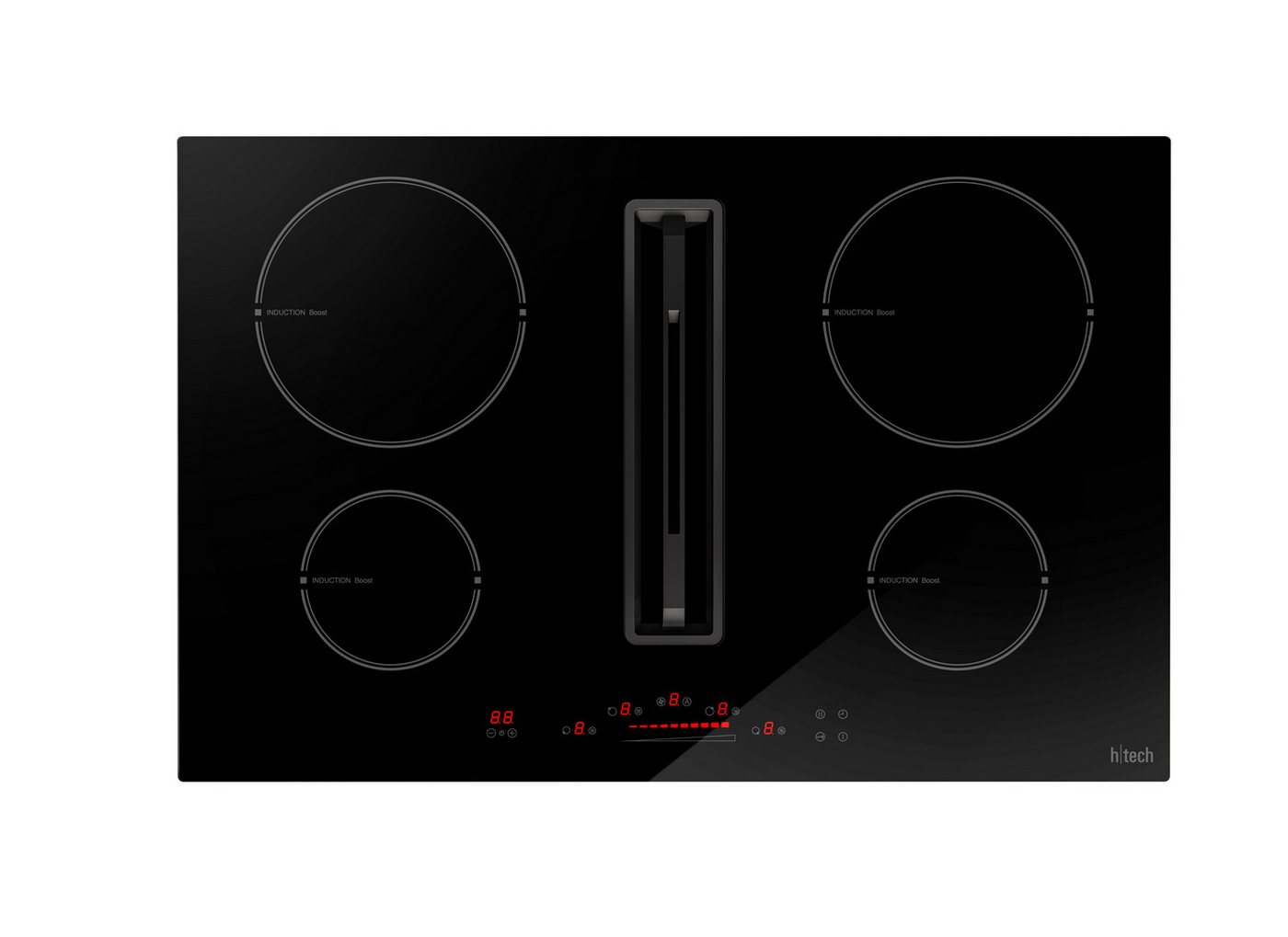 HTech HTX94900, 80 cm Induktionskochfeld mit Dunstabzug, Touch Control ...