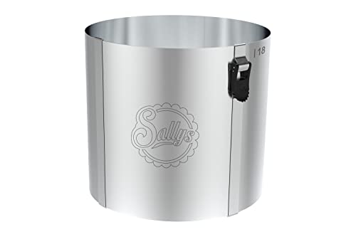 Sallys Backform Backring Tortenring rund verschiedene Größen und Formen (Tortenring, 20 cm hoch, ⌀ 18-30 cm) - Verstellbarer Tortenring aus rostfreiem Edelstahl, spülmaschinengeeignet, langlebig und hitzebeständig bis 220°C