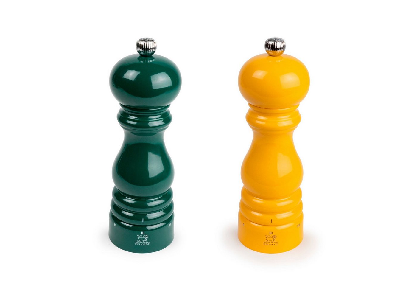 PEUGEOT ParisRama Set, Salz-/Pfeffermühle 22cm in Waldgrün und Safrangelb, manuell mit Mahlgradeinstellung