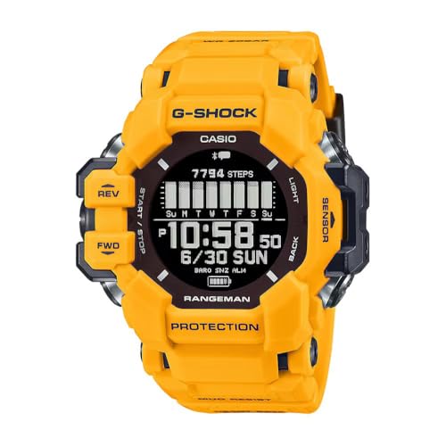 Casio G-Shock RANGEMAN GPR-H1000, Herren Digital Quarz Armbanduhr mit Bluetooth, Solarenergie, Herzfrequenzmesser, Gelb/Schwarz