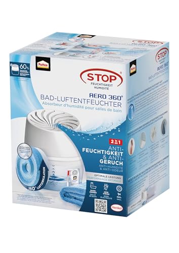 Pattex AERO 360° Luftentfeuchter für das Badezimmer, effektive Luftzirkulation, reduziert Feuchtigkeit, weiß
