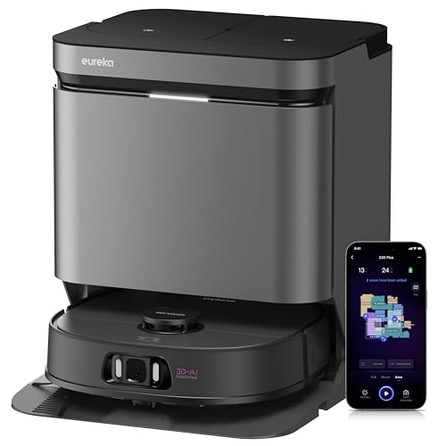 EUREKA J15 Pro Ultra Roboterstaubsauger Bodenreiniger, leistungsstarker 16200 Pa, warmes Wasser bei 75 ℃, KI Kartierung, Selbstreinigung - Weiß