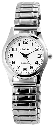 Classix Damen-Uhr Edelstahl Zugband Zugarmband Analog Quarz Armbanduhr 1700009, stilsicherer Begleiter in Silber für jeden Anlass