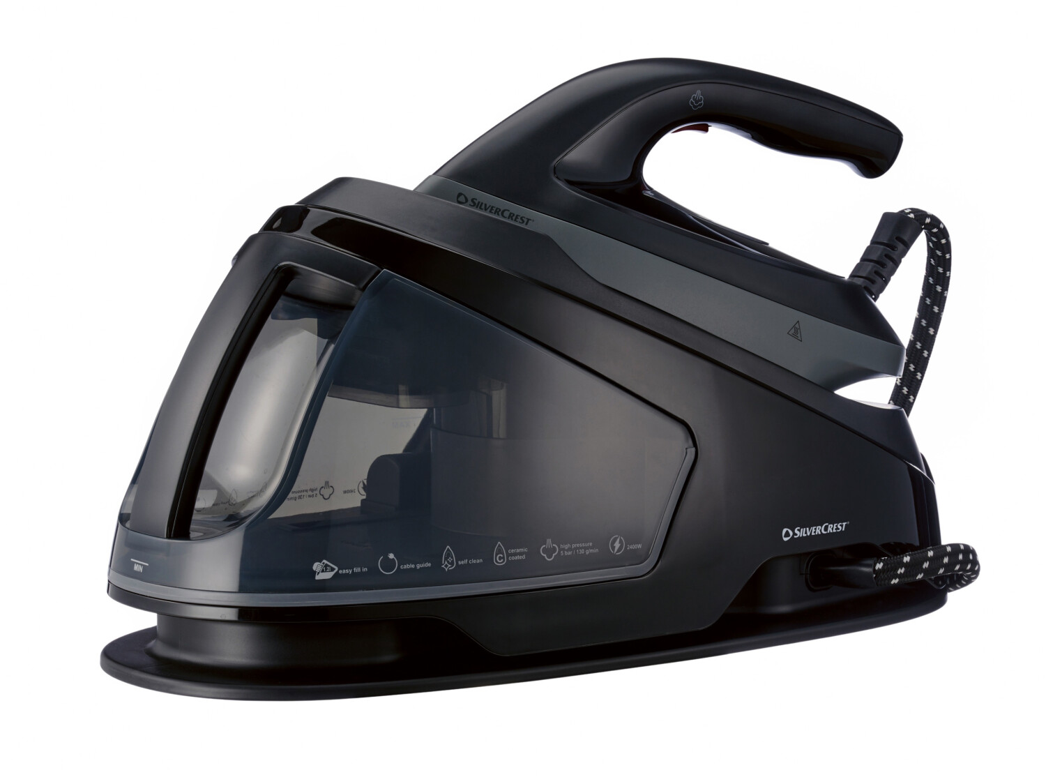 SILVERCREST Dampfbügelstation SDBE 2400 B2, 2400W, Ideal-Temp, Keramiksohle, 1,2L Tank, ECO/MAX Dampfmodi