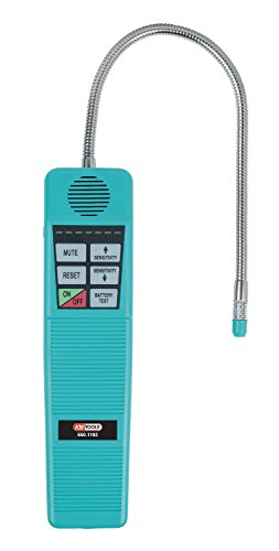 KS Tools Klimaanlagen-Lecksuchgerät, Kältemittel Detektor mit flexiblem Edelstahlsondenhals und akustischem Signal, robustes Gehäuse