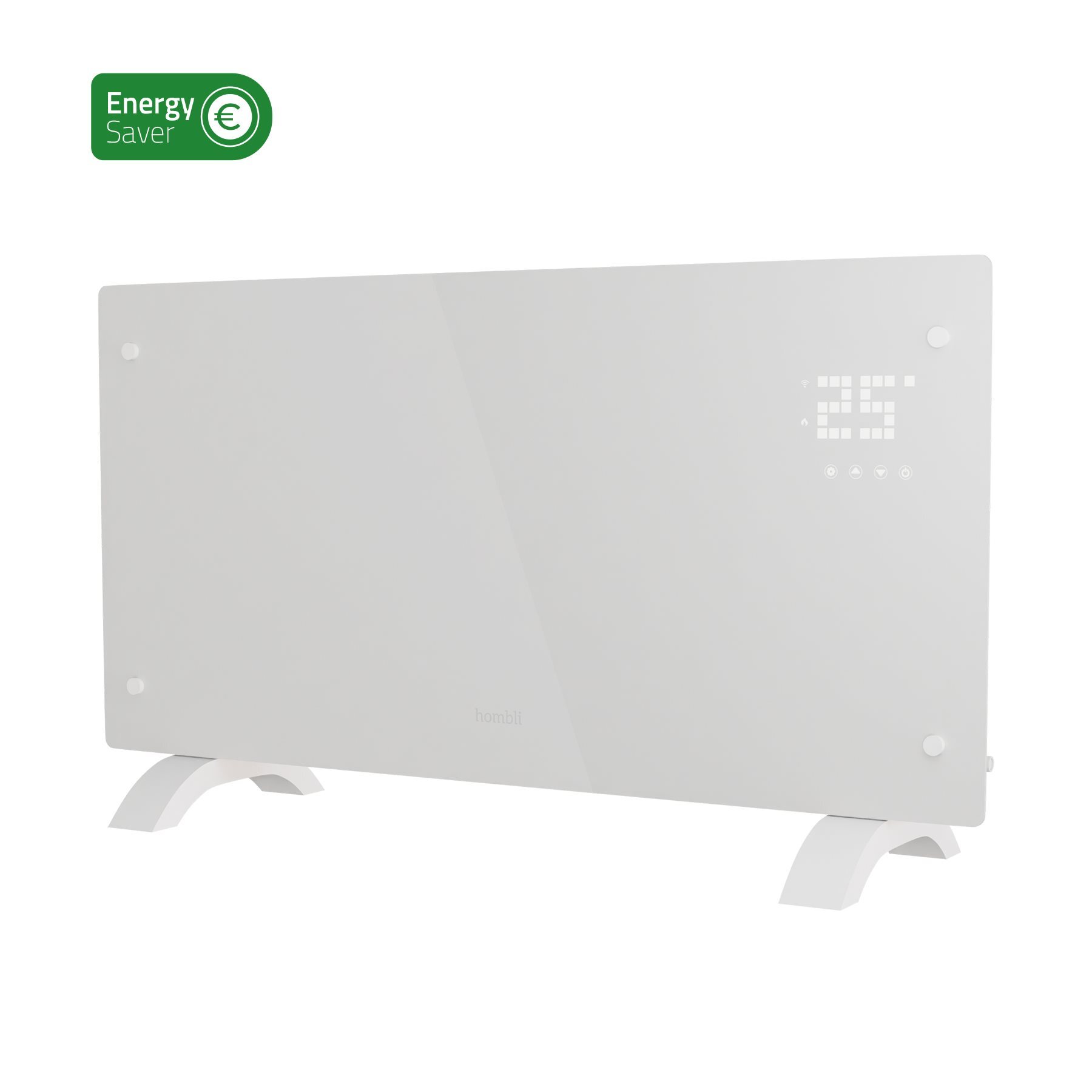 Hombli Glass Convection Heater 2000W, Heizgerät mit flexible Einrichtung und Touch-Glasdesign, weiß