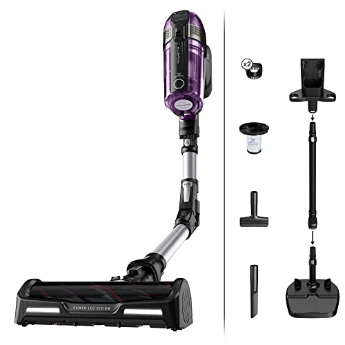 Rowenta RH98A0 X-Force Flex 12.60 kabelloser Akku-Stabstaubsauger | 150 Air Watt | bis zu 45 Min. Laufzeit | leistungsstark | Flex-Gelenk | LED-Düse | inkl. Zubehör | Lila/Schwarz