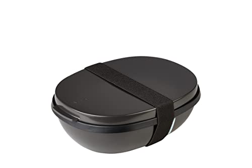 Mepal - Lunchbox Ellipse Duo - Meal Prep Box für Erwachsene & Salatbox zum Mitnehmen - Brotdose für ein gesundes Mittagessen - Ideal für Sandwiches & Salate - 825 ml + 600 ml - Nordic black