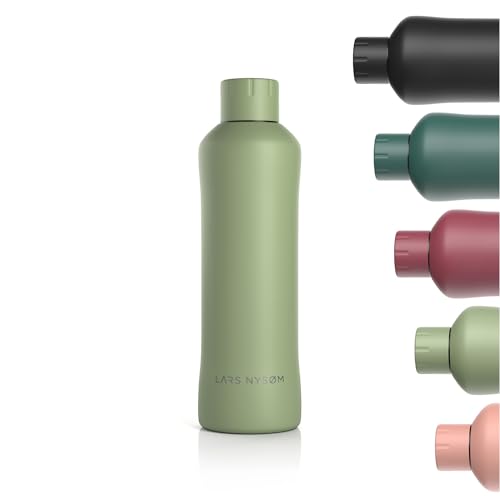 LARS NYSØM Trinkflasche Edelstahl 750ml | BPA-freie Isolierflasche 0.75 Liter | Auslaufsichere Wasserflasche für Sport, Fahrrad, Hund, Baby, Kinder | Thermosflasche (Sage, 750ml)