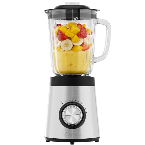 Bomann® UM 6084 CB Standmixer 700W, 1,5L Glasbehälter, BPA-frei, 4-fach Edelstahl-Messer, Ice-Crush Funktion, 3 Stufen, Turbo-Funktion, mit Nachfüllöffnung
