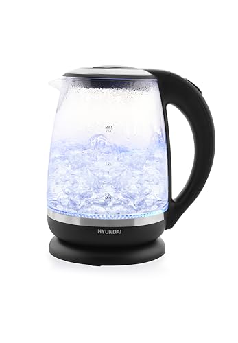 HYUNDAI ELECTRONICS VK 745, Glas Wasserkocher mit 2.200 W, 2 Liter, Innenbeleuchtung, Überhitzungsschutz, Wasserstandanzeige