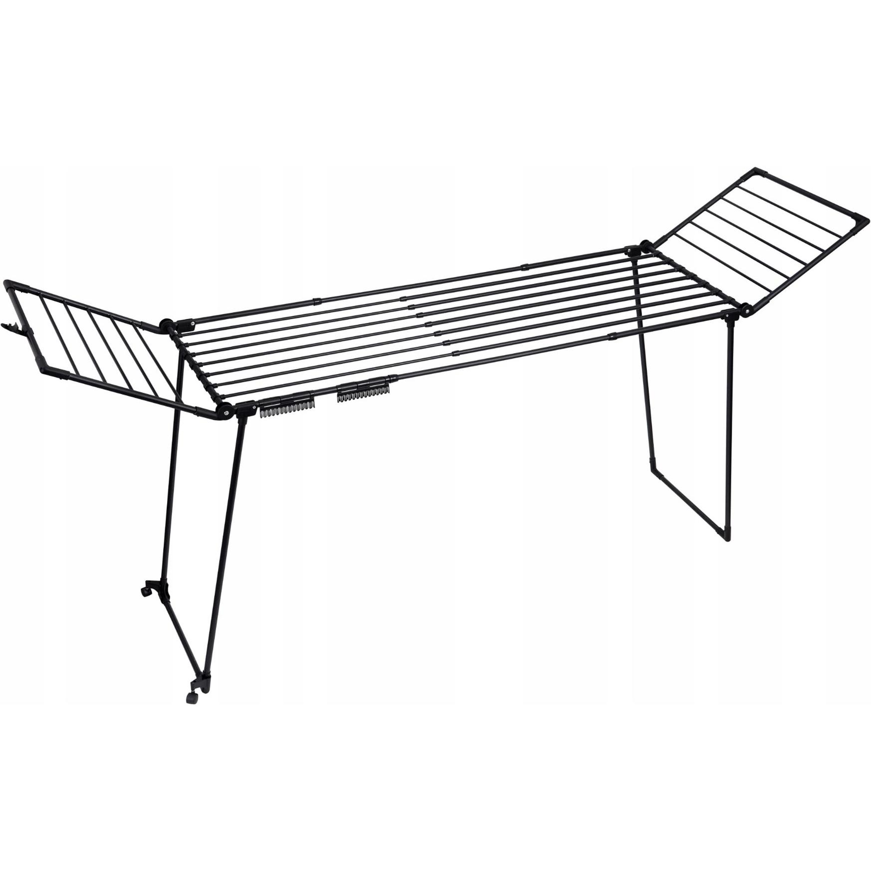 Promis Suszarka Na Pranie Rozsuwana SU103C, schwarzer Wäscheständer mit ausziehbaren Armen