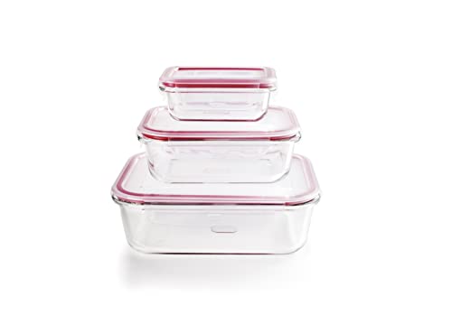 Ibili 754750 Set von luftdicht stapelbaren Kochbehältern, 3 Einheiten in unterschiedlichen Größen (0,18 l, 0,65 l, 1,5 l)