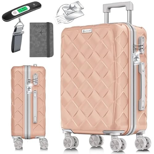 KESSER® Reisekoffer 84L ABS Hartschalenkoffer mit Zahlenschloss, Kofferwaage, 360° Rollen und Teleskopstange, Nude Grey