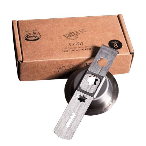 Kenny Professional Spritzgebäckvorsatz Größe 8, 4 beliebte Muster, spülmaschinenfest, kompatibel mit Kenwood Fleischwolf