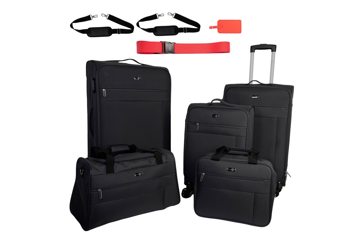 Travel Pal PALMA Trolleyset, 7-teiliges Reisegepäck mit 3 Koffern (S/M/L), 4 Rollen, inklusive Reisetasche, Fliegetasche, Kofferanhänger und Koffergurt