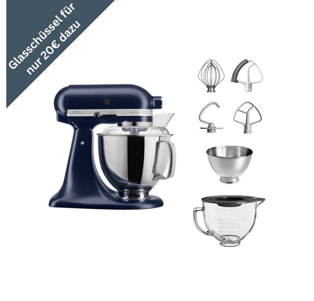 KitchenAid Artisan Küchenmaschine 5KSM175, 300 W Motor, inkl. Glasschüssel (5KSM5GB), 20 Farboptionen - Preisvergleich