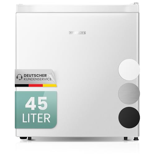 Heinrich´s HKB 4188 W, Getränkekühlschrank 45 Liter, Kühlgerät mit Gefrierfach, 50 cm hoch, 44.5 cm breit, energieeffizient, geräuschlos
