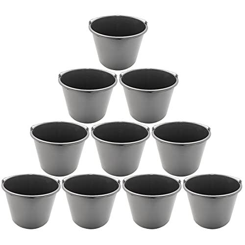 10x Baueimer DEWEPRO® - Mörteleimer - Putzeimer - Extra stabil mit Henkel und Skalierung - 12l, 12 Liter