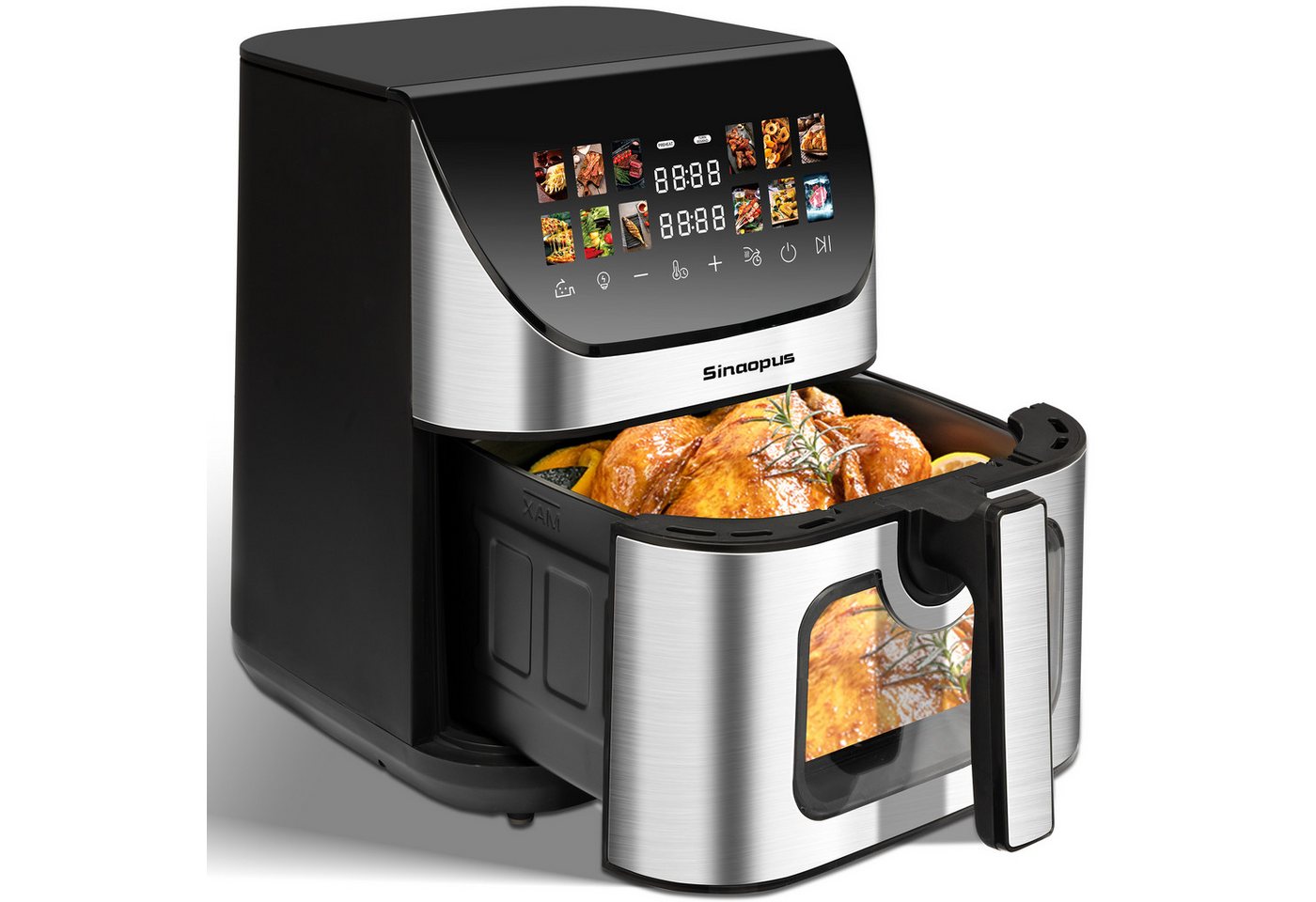 Leawin Heißluftfritteuse XXL Airfryer 9L, 1800 W, 12 Programme, LED-Farbdisplay mit Touchscreen und Sichtfenster, einfache Reinigung