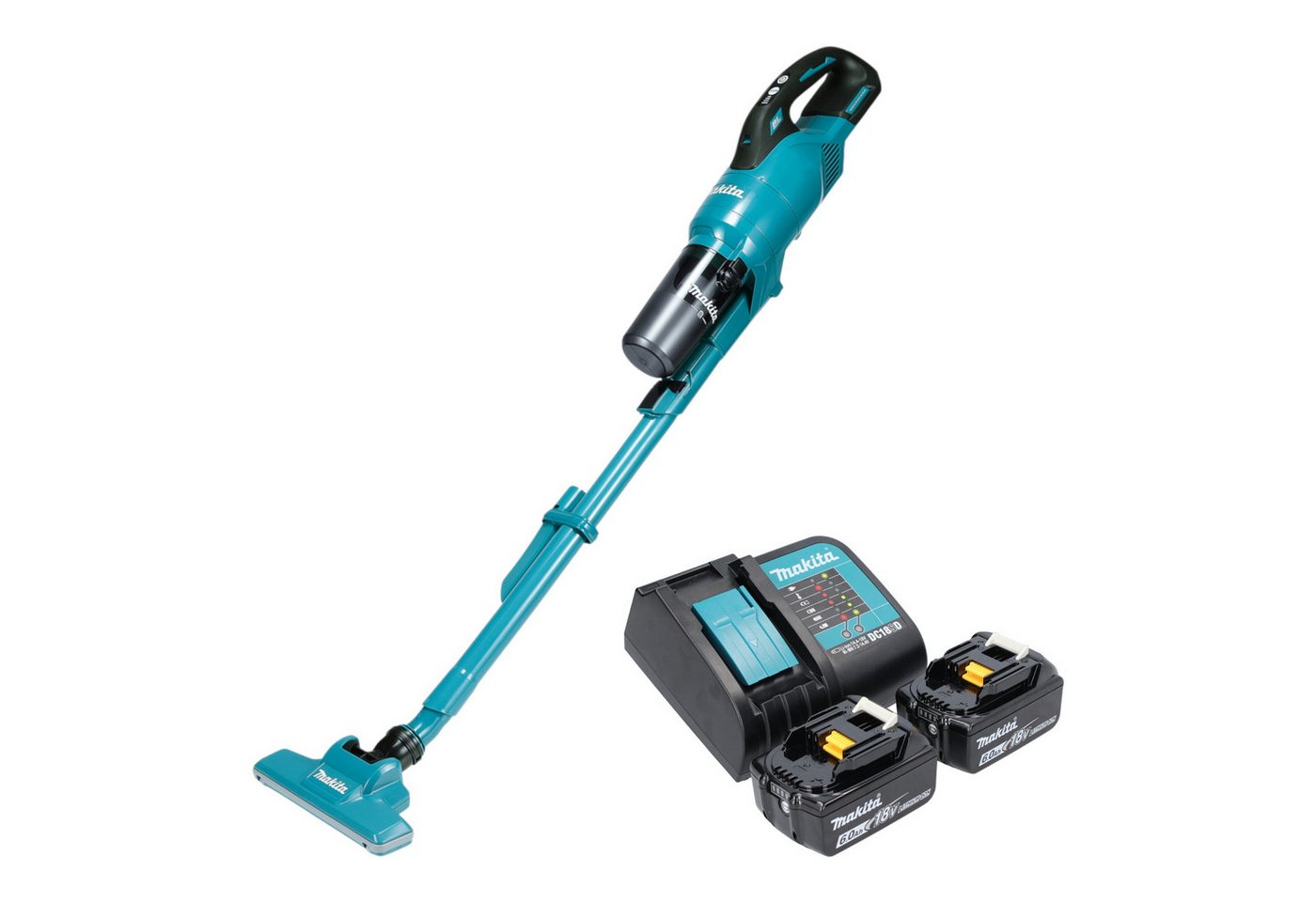 Makita DCL 286 FSG2, Akku-Handstaubsauger 18 V mit Zyklonabscheider, 0,25 l, 2x 6,0 Ah Akkus und Ladegerät
