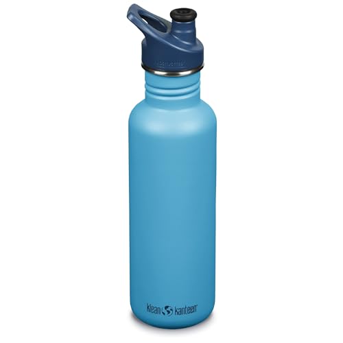 Klean Kanteen Classic 800 ml Edelstahl Trinkflasche mit Sport Cap, nachhaltige Weithals Wasserflasche, leichtes Design