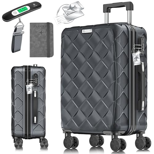 KESSER® Reisekoffer 120L ABS Hartschalenkoffer mit Zahlenschloss, Kofferwaage, 360° Rollen und Teleskopstange, Charcoal