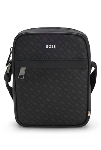 BOSS Umhängetasche Zair_MN_NS_ZIP, Herren-Schultertasche aus Lederimitat mit verstellbarem Schulterriemen und Frontfach