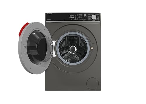 Sharp Waschmaschine ES-WNFL014CADA-DE, 10 kg, 1400 U/min, Energieeffizienzklasse A, Inverter Motor, WiFi-fähig, AquaStop, Dampffunktion, Touch Display – Espresso Gray