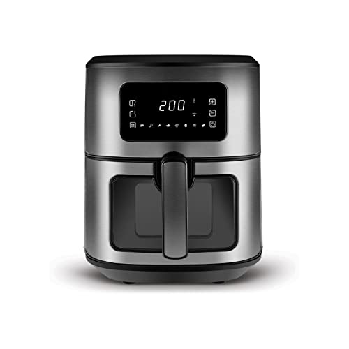 Karaca Multifry Inox XXL 6,5 Liter Airfryer mit digitalem Glasfenster, Heißluftfritteuse, 360-Grad-Luftzirkulationstechnologie, 8 Garfunktionen mit Garzeit, 1700 W, Akustisches Warnsystem - Preisvergleich