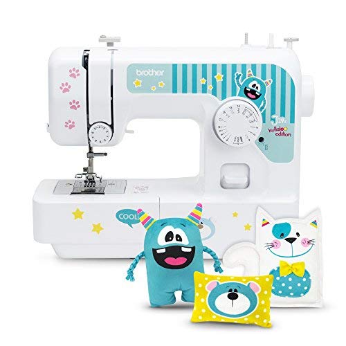 kullaloo Brother J14s Freiarm-Nähmaschine, Einsteiger Maschine inkl. Nähkurs-Material-Set und Designs zum Austauschen