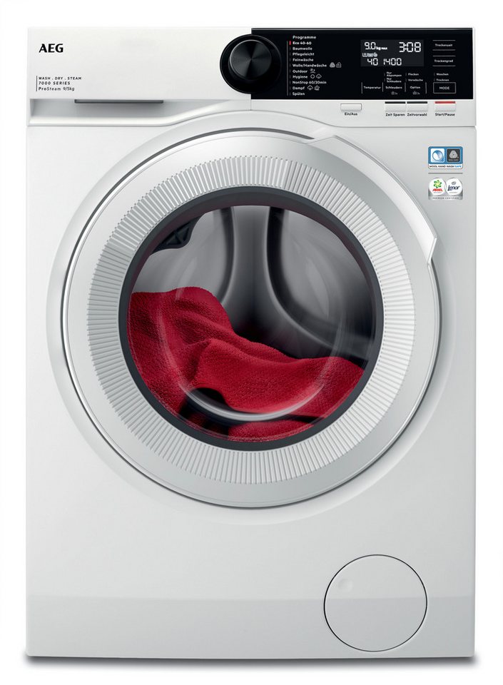 AEG Waschtrockner 7000 LWR859WT, 9 kg, ProSteam®, Dampfauffrischung und 96 % Wasserersparnis