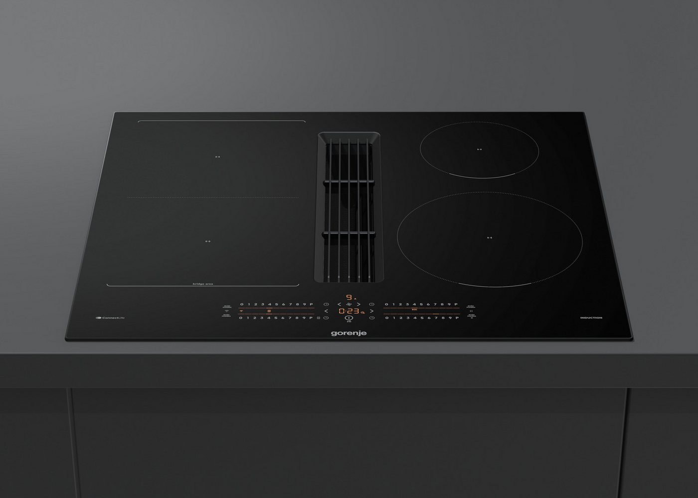 GORENJE GEH6432BSCWF, 60cm Induktionskochfeld mit integriertem Dunstabzug, schwarz, A+++ Energieeffizienz, 4 Kochzonen, SliderTouch-Control