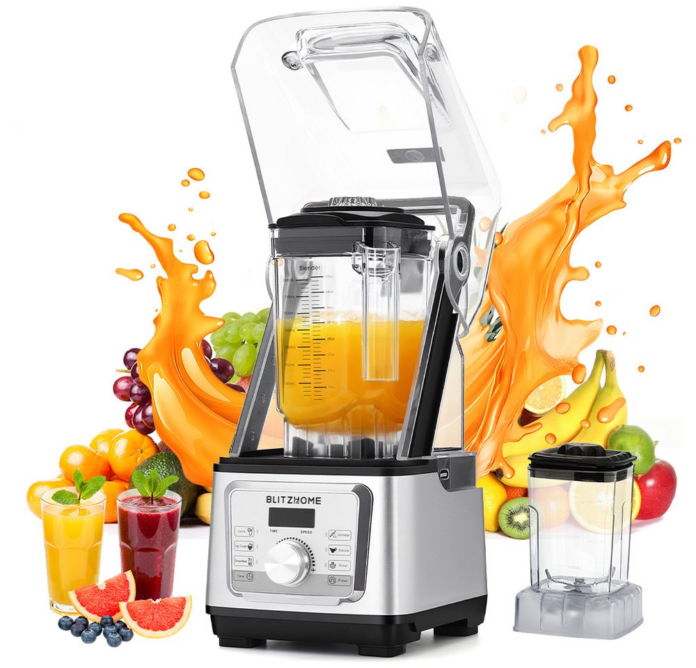 BLiTZWOLF Hochleistungs-Standmixer BW-BL2, 3000 W, 10 Geschwindigkeitsstufen, 2-Liter Behälter, mit Digitalem Touchpad und Selbstreinigungsfunktion