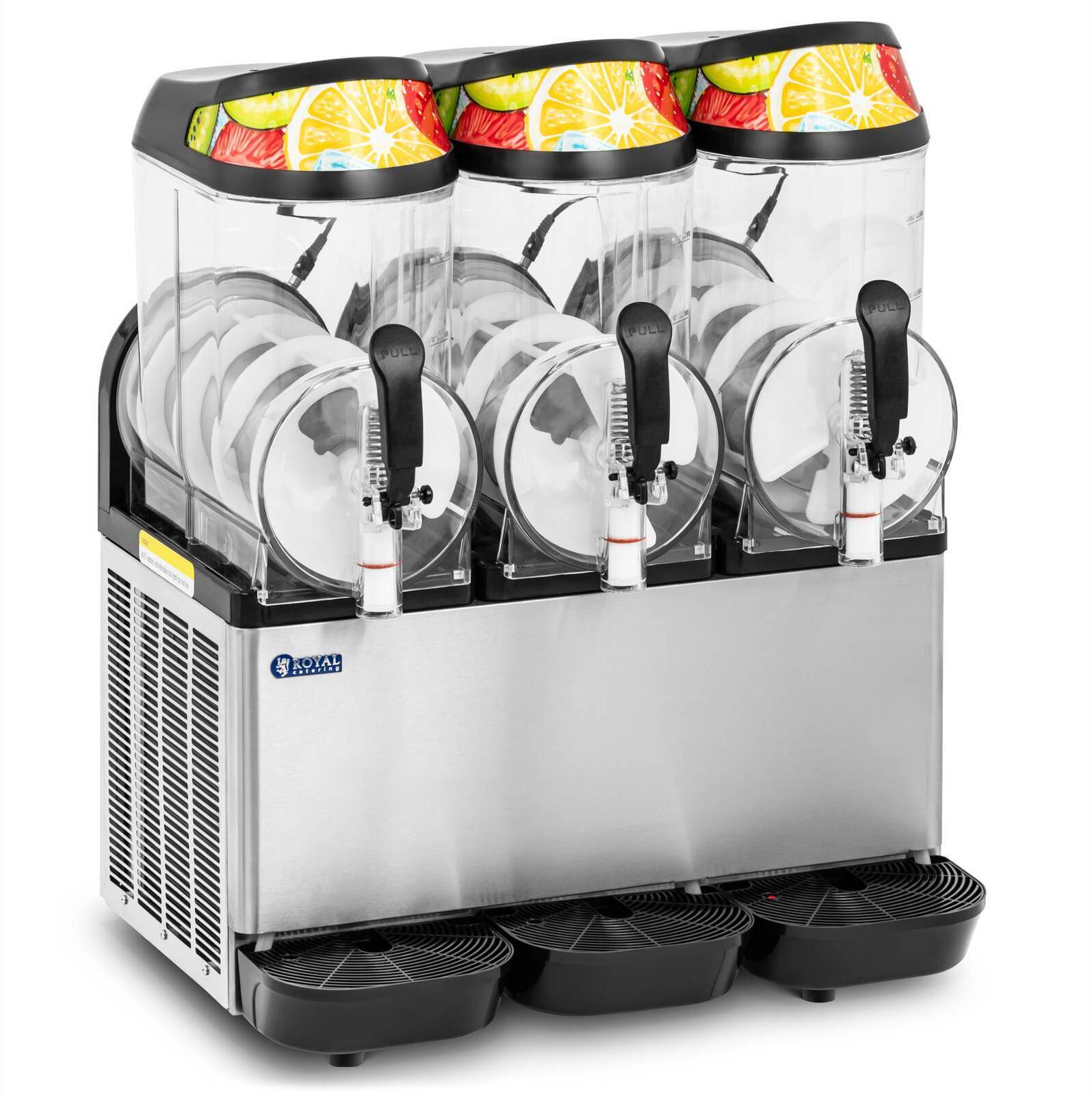 Royal Catering Slush-Maschine 3 x 12 l LED digitales Bedienfeld silbern