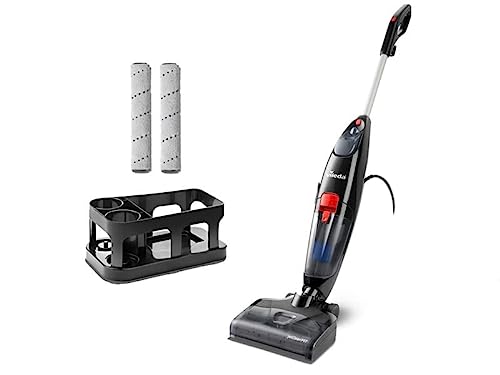 Vileda JetClean Pet Saugwischer, für alle Hartböden, inkl. 1 Ersatzrolle und Zubehörhalter, Staubsauger mit Wischfunktion – Saugen, Wischen & Trocknen in nur einem Schritt, Eco-Verpackung