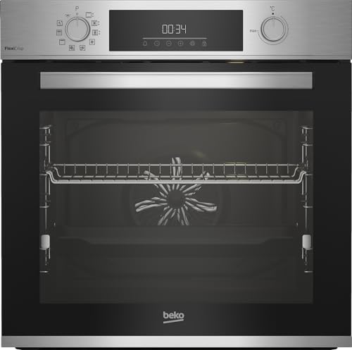 Beko BBIM12300XMPEF Einbau-Backofen, 72 l Volumen, 10 Funktionen, Pyrolyse, FlexiCrisp, Cool Door, Edelstahl/Schwarz
