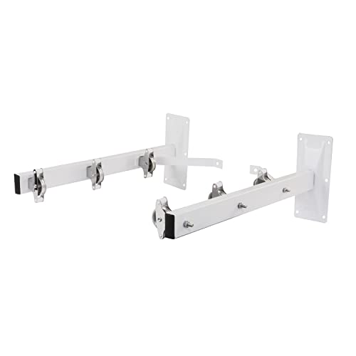 AMIG - Seitlicher Wäscheständer Modell 3 aus Edelstahl, Finish in Weiß, mit sechs Spulen und DREI Seilen, perfekt für Innenhöfe, Balkone oder Innen- und Außenfassaden, Maße: 45 x 18,5 x 8 cm.