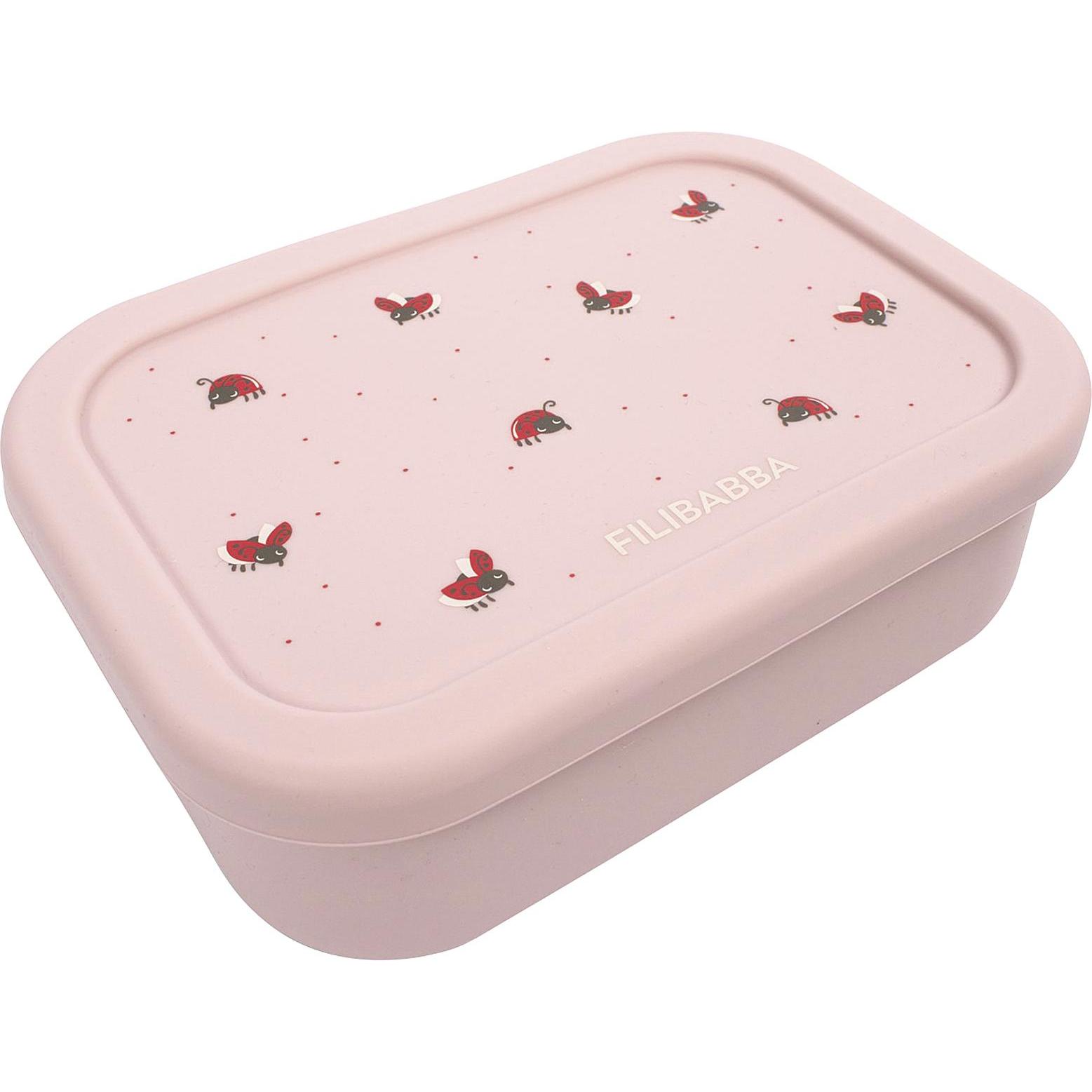 Filibabba Brotdose aus Silikon - Little Wonders, 700 ml Lunchbox mit drei Fächern, rosa