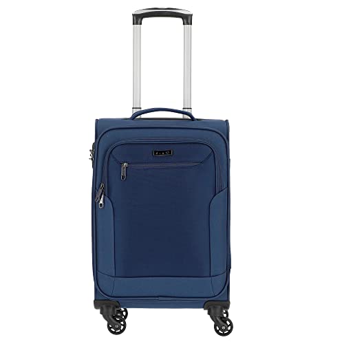 D&N Travel Line 6804 Koffer, 55 cm, 35L, blau, Bordgepäck Trolley mit Leichtlaufrollen und Teleskopgestänge