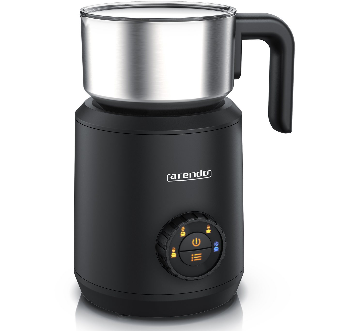Arendo Milchaufschäumer 4in1 Induktion, Edelstahl, 400ml, spülmaschinengeeignet, 550 W, für warmen und kalten Schaum, inklusive Füllskala und Latte Art