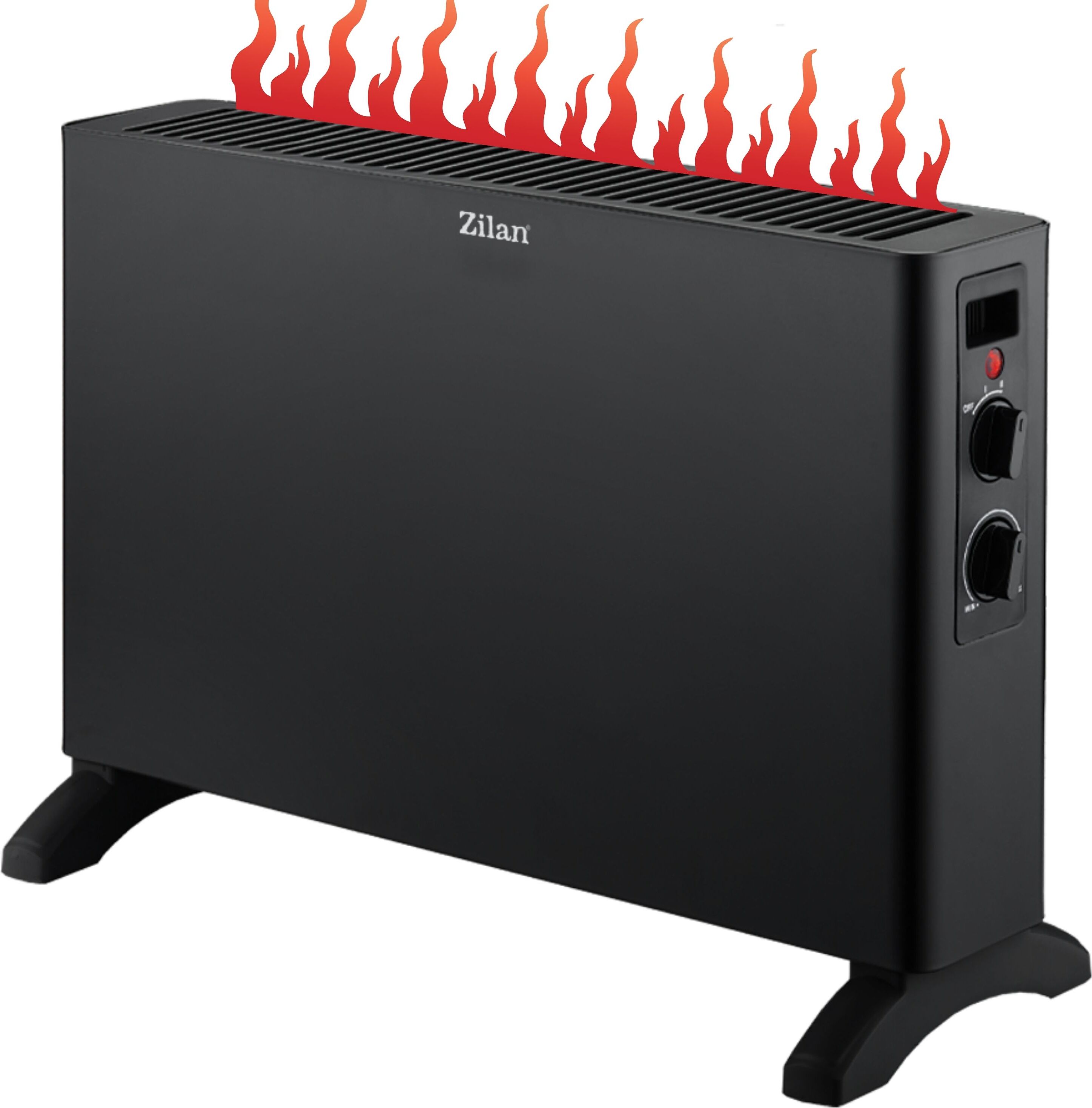 Zilan Elektro Konvektor 2 Heizstufen Elektroheizung 1250/2000 Watt Thermostat, Schnellheizer in Weiß