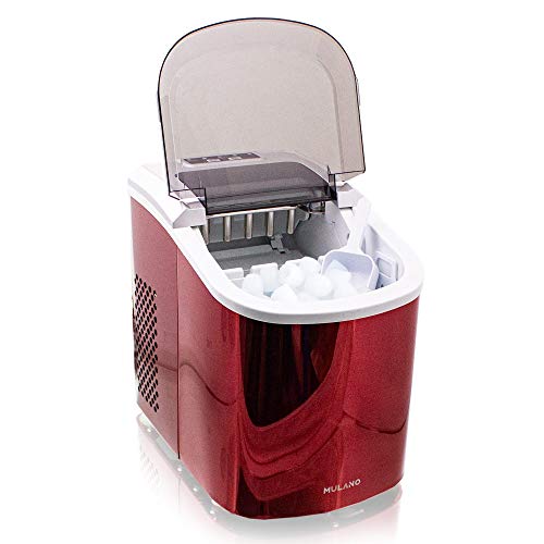 Mulano Eiswürfelmaschine Edelstahl Eiswürfelbereiter Ice Maker Icemaker (Rot)