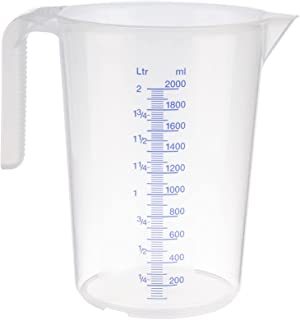 Messbecher -STACKABLE- Ø 15 cm, H: 20,5 cm, 2 Liter Polypropylen mit offenem Griff geprägte Maßskalierung außen Liter- - Milliliter-Einteilung