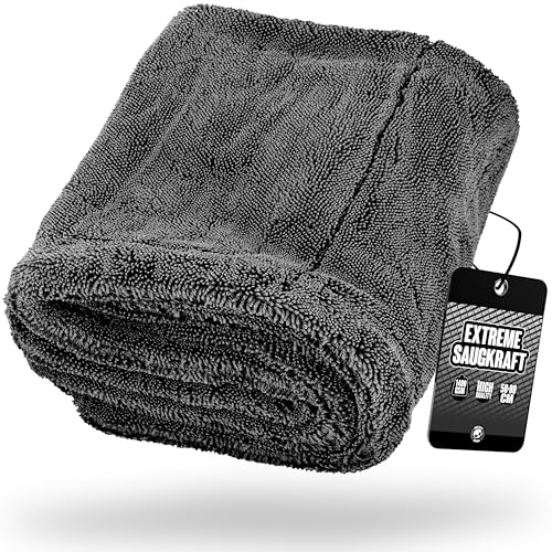 Nuke Guys Gamma Dryer XXL, Ultra saugstarkes Trockentuch 1400 GSM grau 50x80cm, fusselfrei, kratzerfrei, abgerundete sanfte Fasern, ideal für Auto Motorrad Fahrrad