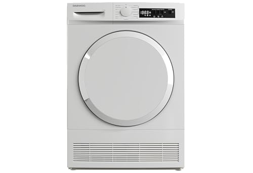 Daewoo T7CT1W0DE Kondenstrockner Frontlader, B, 7 kg, 15 Programme, 29 Min.-Kurzprogramm, LED-Trommelbeleuchtung, Weiß