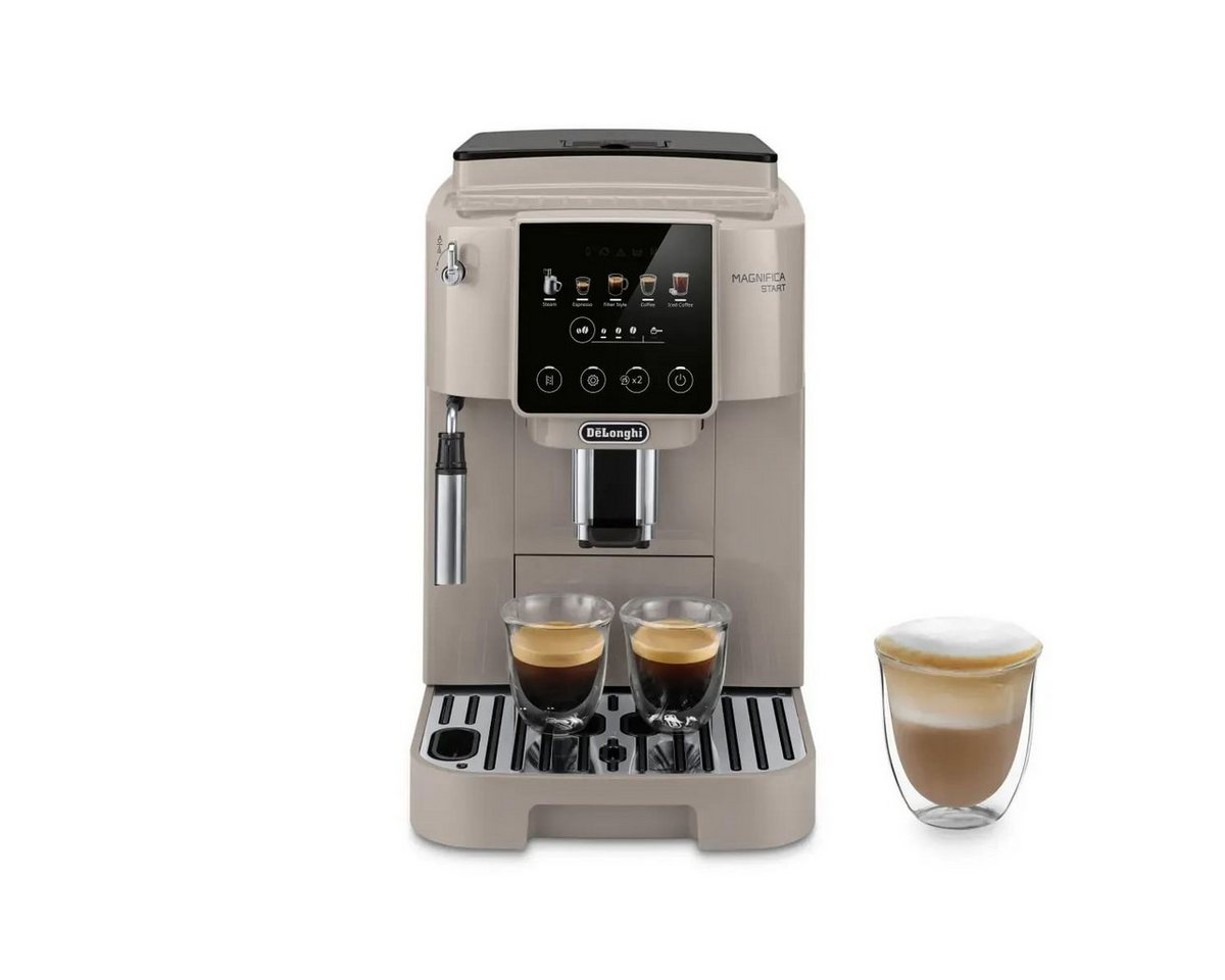 De'Longhi Kaffeevollautomat Magnifica Start Pop ECAM220.50.BG, beige, 15 bar Pumpendruck, integrierter Milchaufschäumer, Touch-Bedienung, 250 g Bohnenbehälter