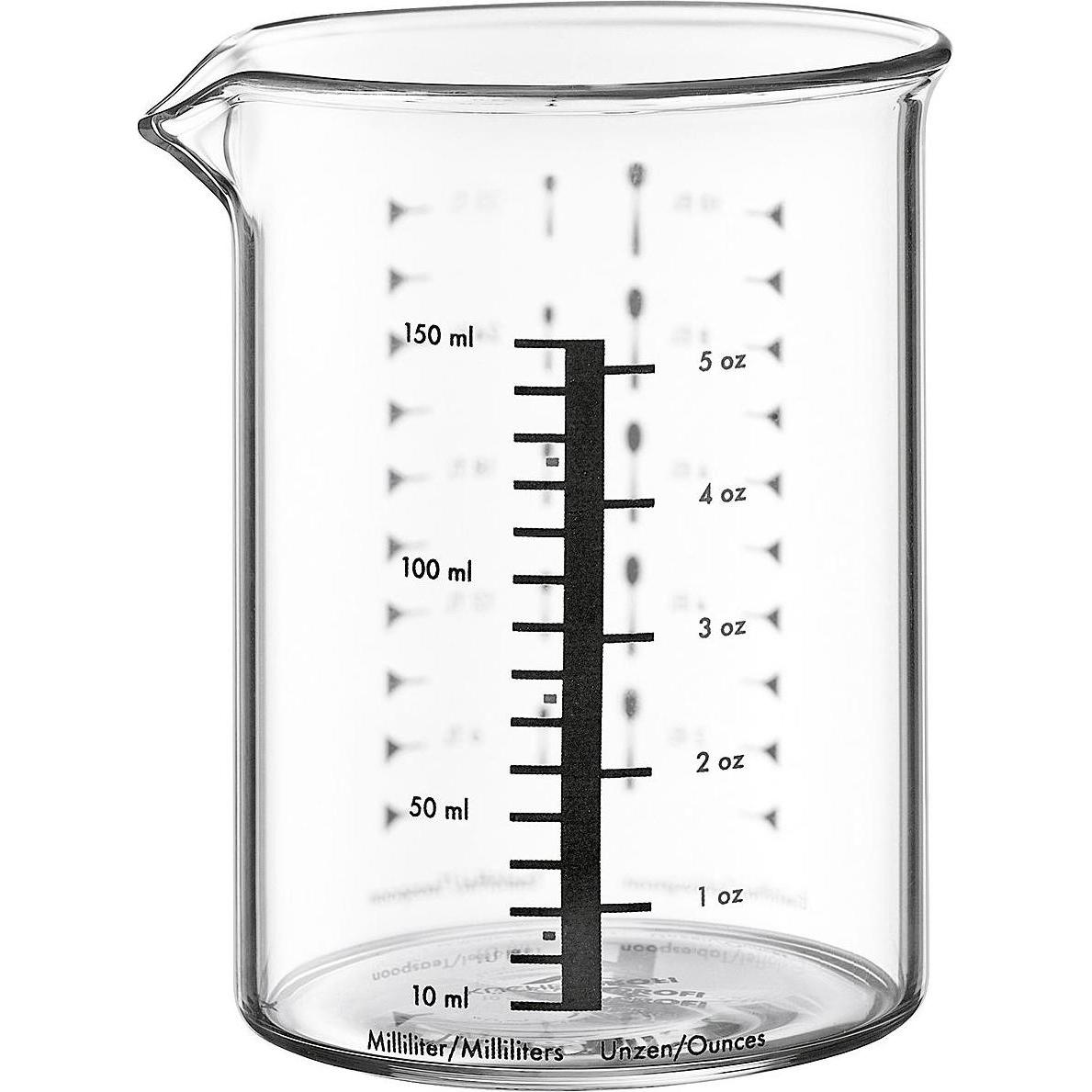 Küchenprofi Messbecher Glas, Transparent, 0,15 l mit Ausgießer für Milliliter, Unzen, Teelöffel und Esslöffel