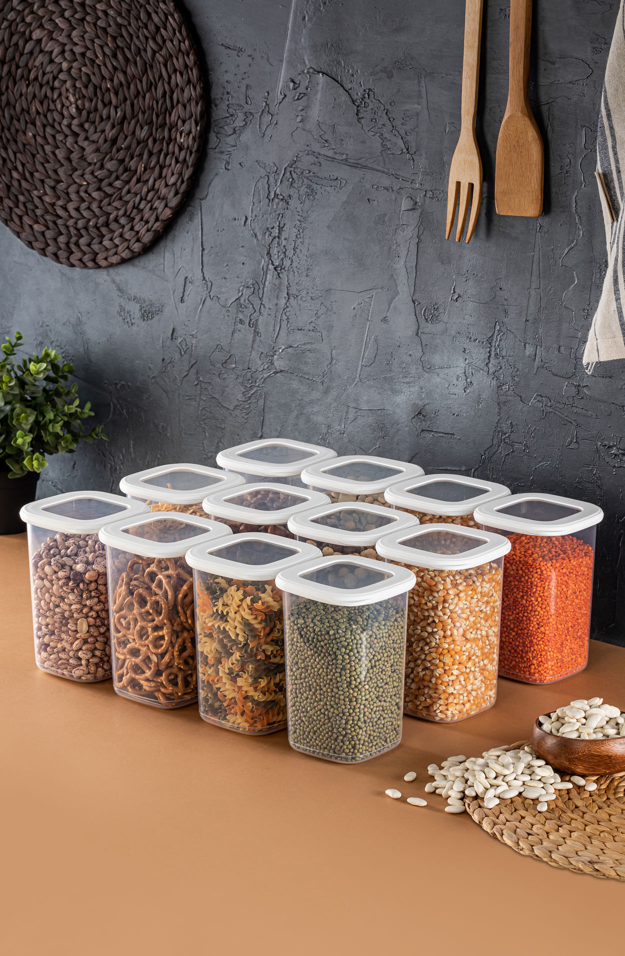 Hermia Concept Erika, 12er Set Aufbewahrungsboxen, Weiß, 100% Plastik