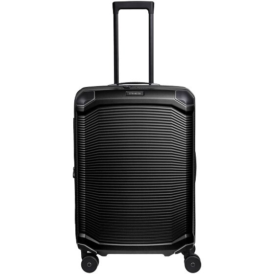 Travelite Millennium 4 Rollen Trolley 67 cm, Dehnfalte, schwarz, 100% Polycarbonat